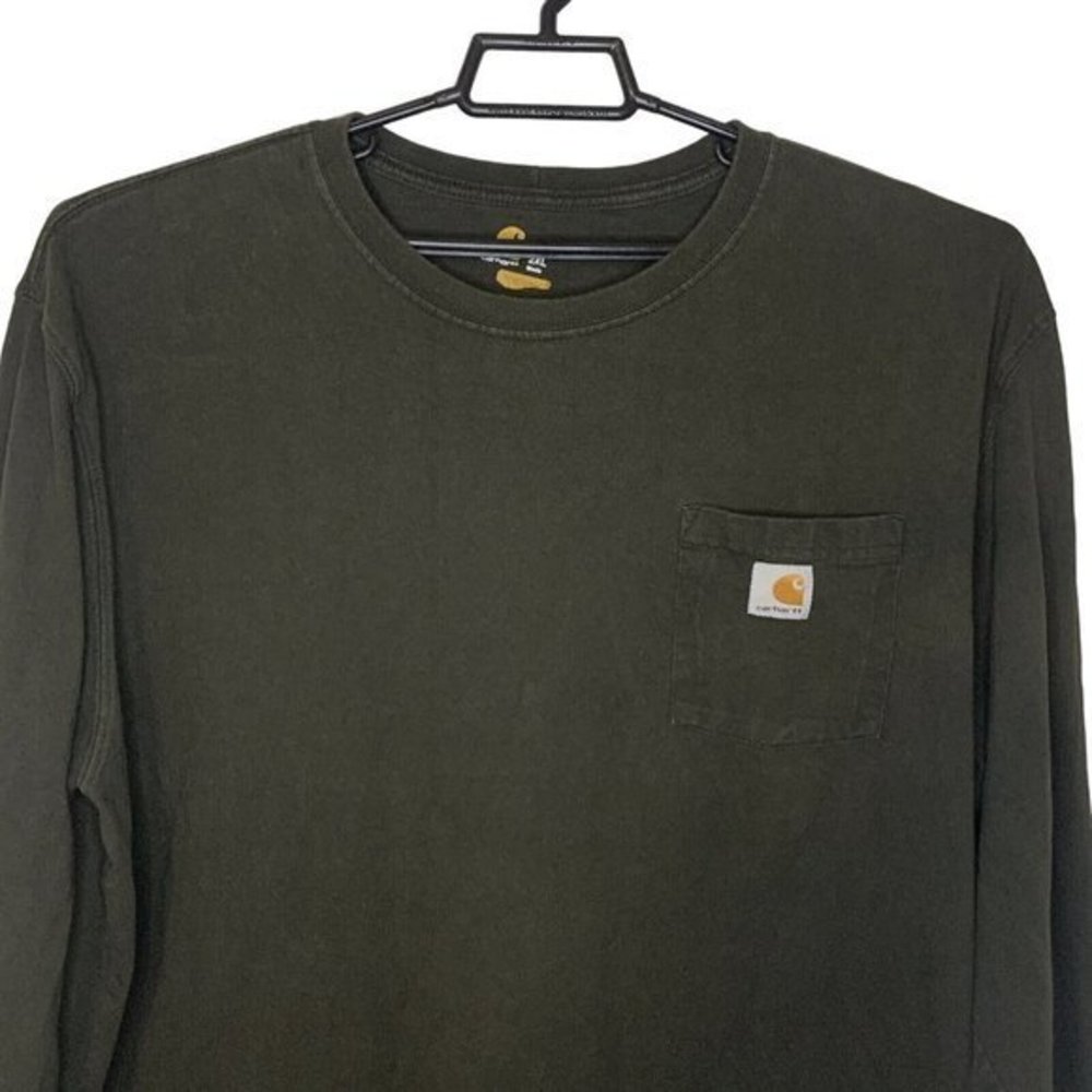 Carhartt Mens Size XXL Green‎ Original Fit Long Sleeve Chest Pocket Workwear 2XL